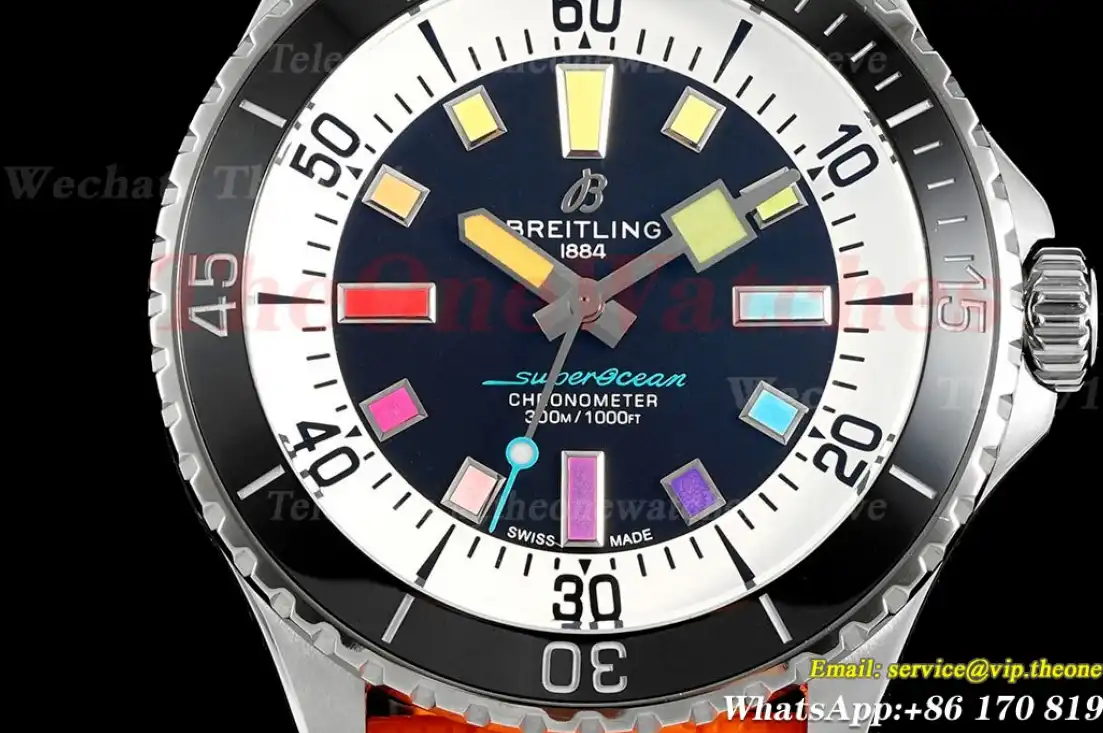 Superocean 42mm SS RU Colorful Dial on Orange Rubber Strap TF A2824