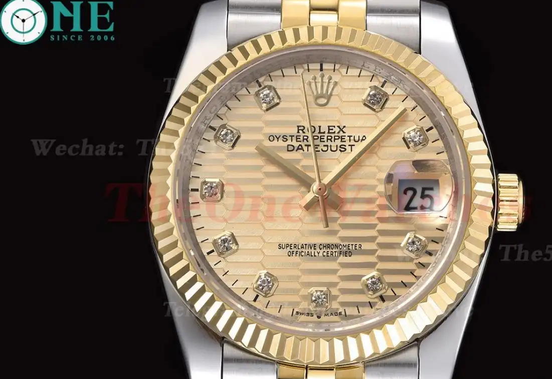 Datejust 126233 36mm Jub SS YG Gold Textured Dial Dia GDF MY8215