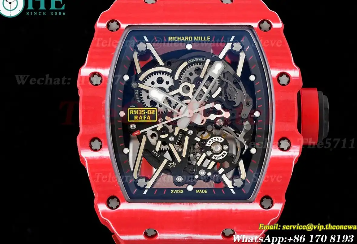 RM35-02 Skeleton Dial With Red Rubber Strap T+F Clone RMUL2