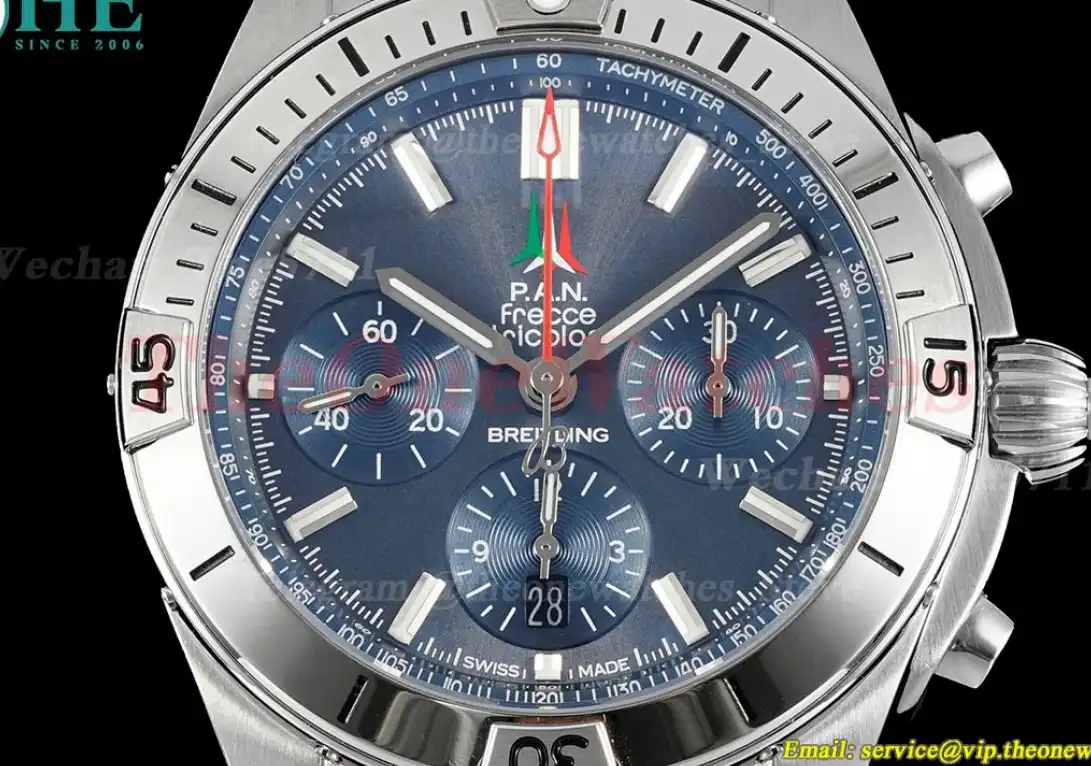 Chronomat B01 Frecce Tricolori 42MM Blue Dial on Rouleaux Rubber Strap TF A7750