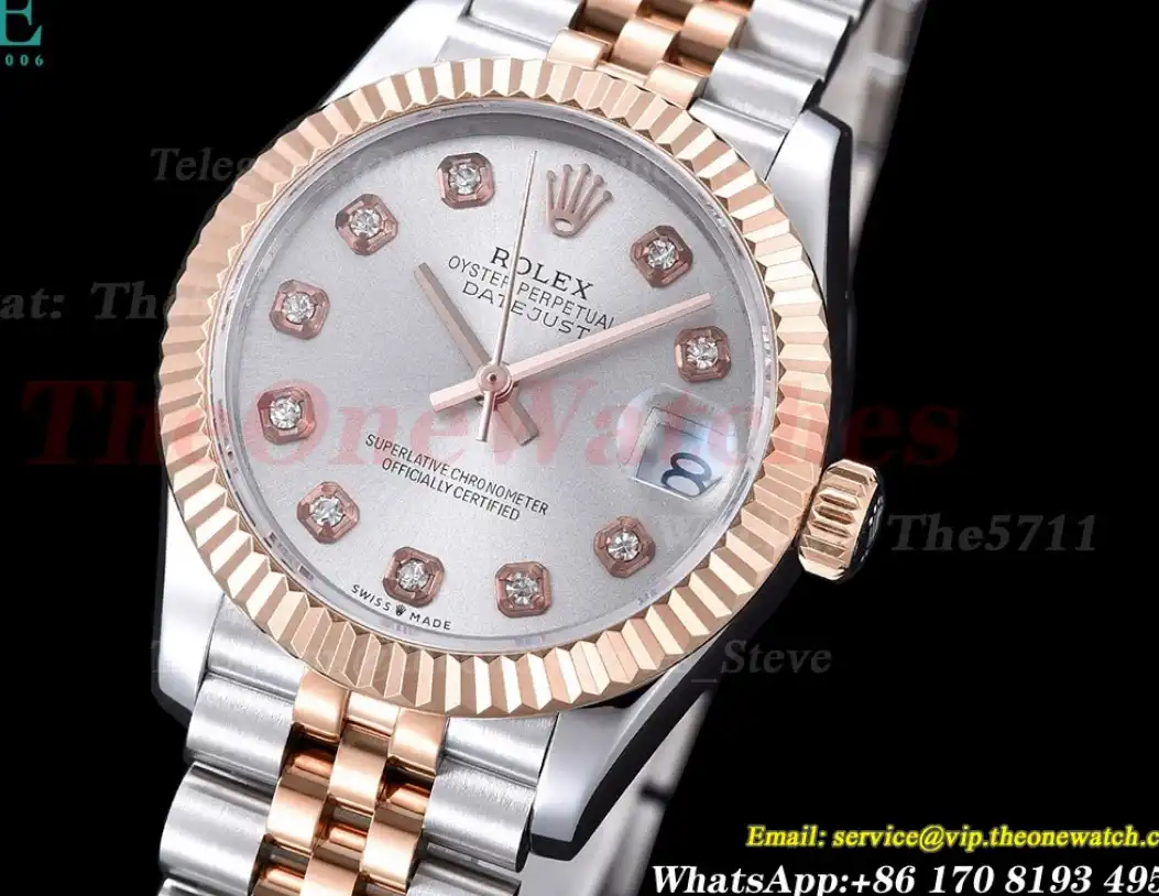 Datejust Ladies 31mm Jubilee RG SS Silver Dia WF A2671