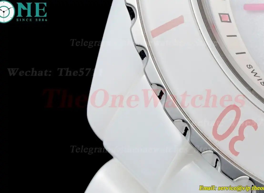 J12 33mm White Ceramic Cer White Pink HTF Quartz