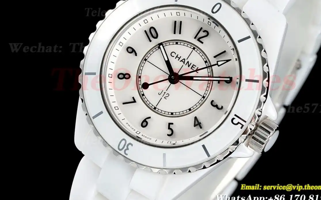 J12 33mm White Ceramic Cer White Num HTF Quartz