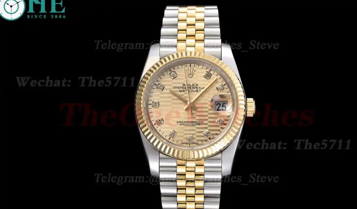 Datejust 126233 36mm Jub SS YG Gold Textured Dial Dia GDF MY8215