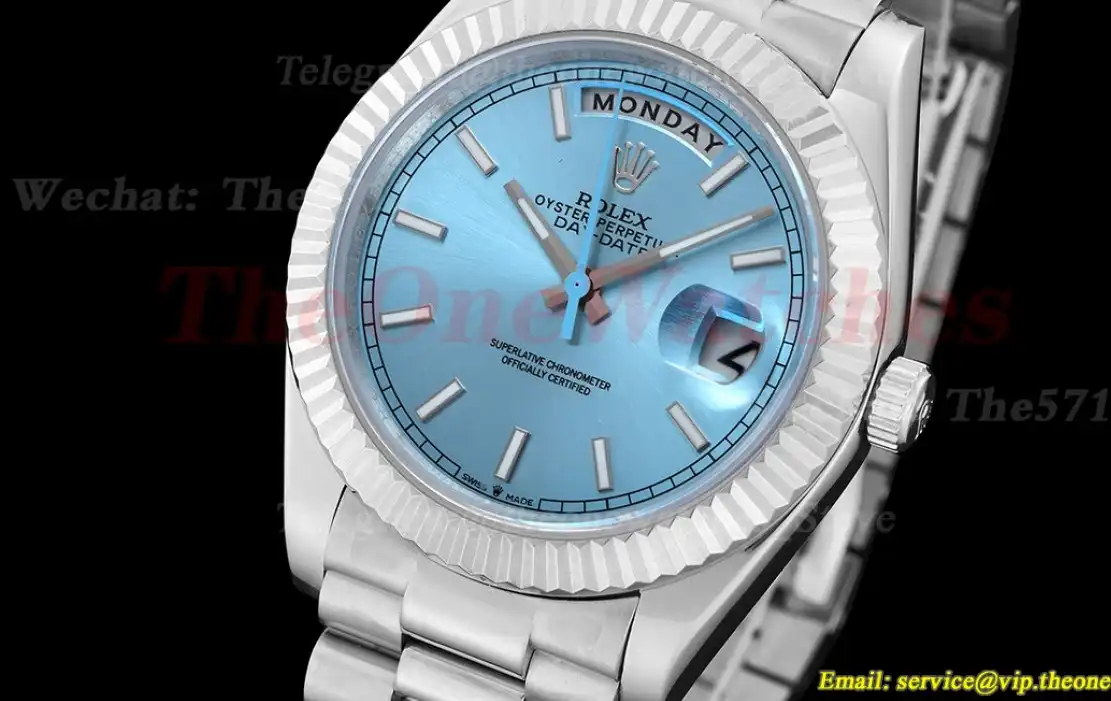 Daydate 40MM SS SS Ice Blue Stk GDF MY8215