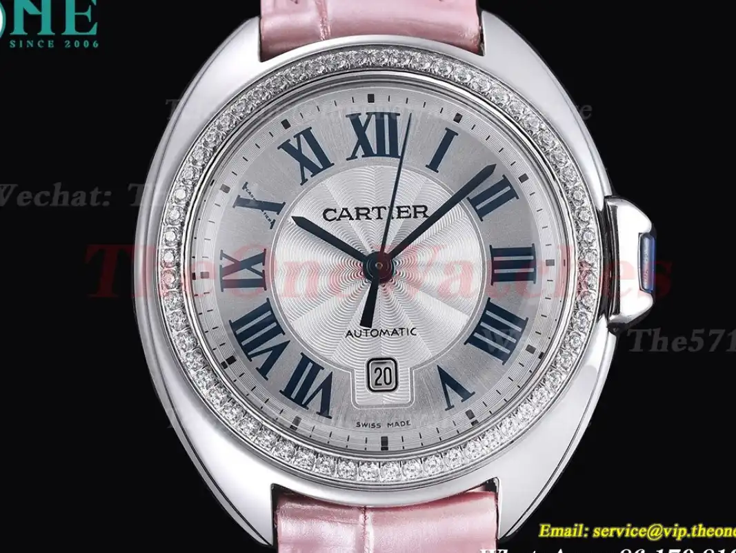 CLE De Cartier 31mm SS LE Diamond Bezel Pink Strap RXWF ETA2671