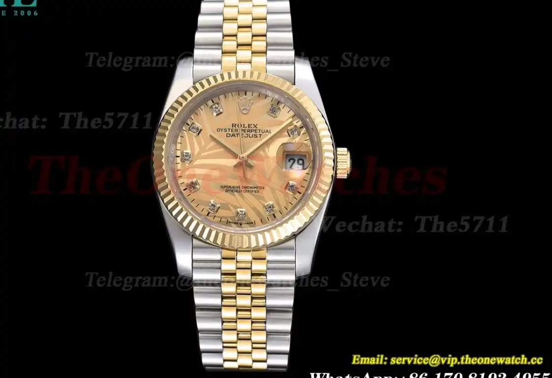 Datejust 126233 36mm Jub SS YG Palm Motif Dial Dia GDF MY8215