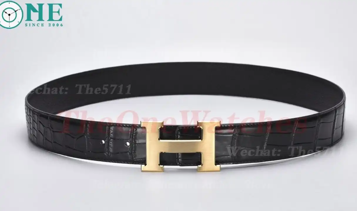 YG Hermes SS Buckle on Black Black Leather Belt 3.8cm