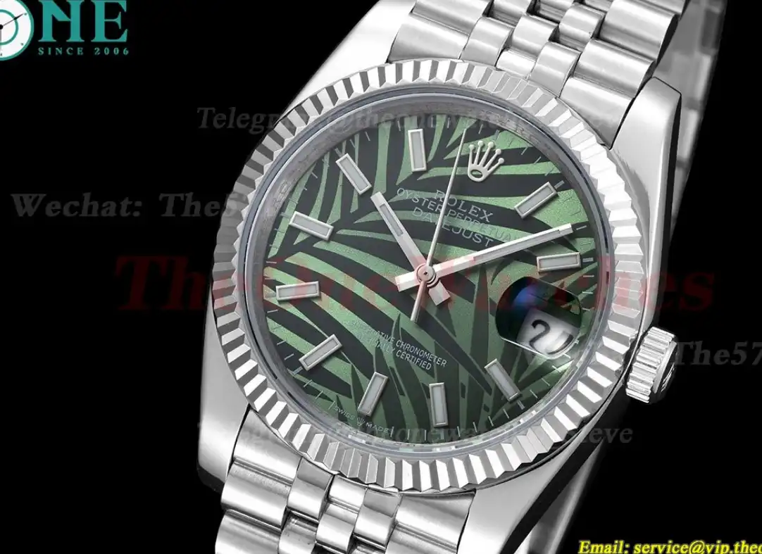 Datejust 126234 36mm Jub SS SS Green Palm Motif Dial GDF MY8215