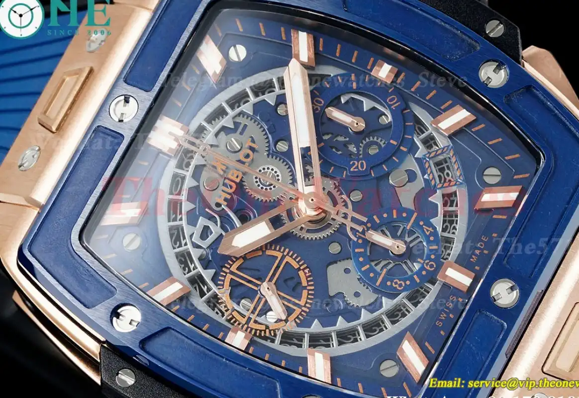 Spirit of Big Bang Chrono 42mm TI RU Blue Skeleton Dial BBF A7750 Mod