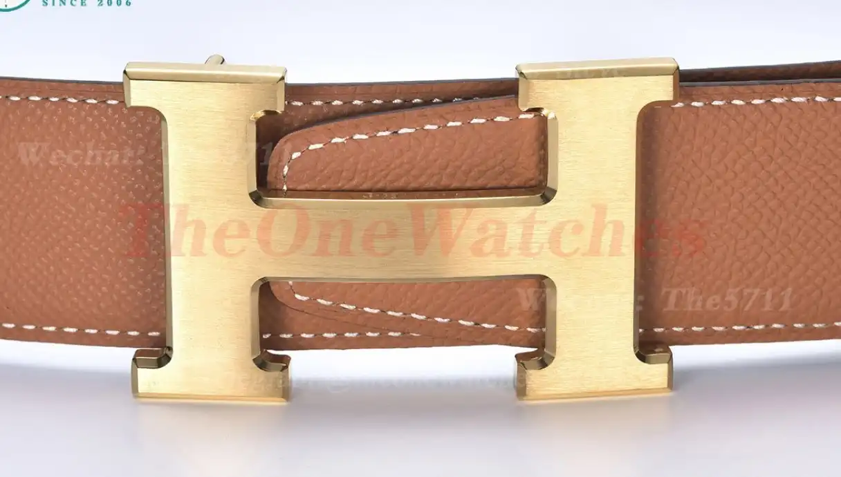 YG Hermes SS Buckle on Brown Black Leather Belt 3.8cm