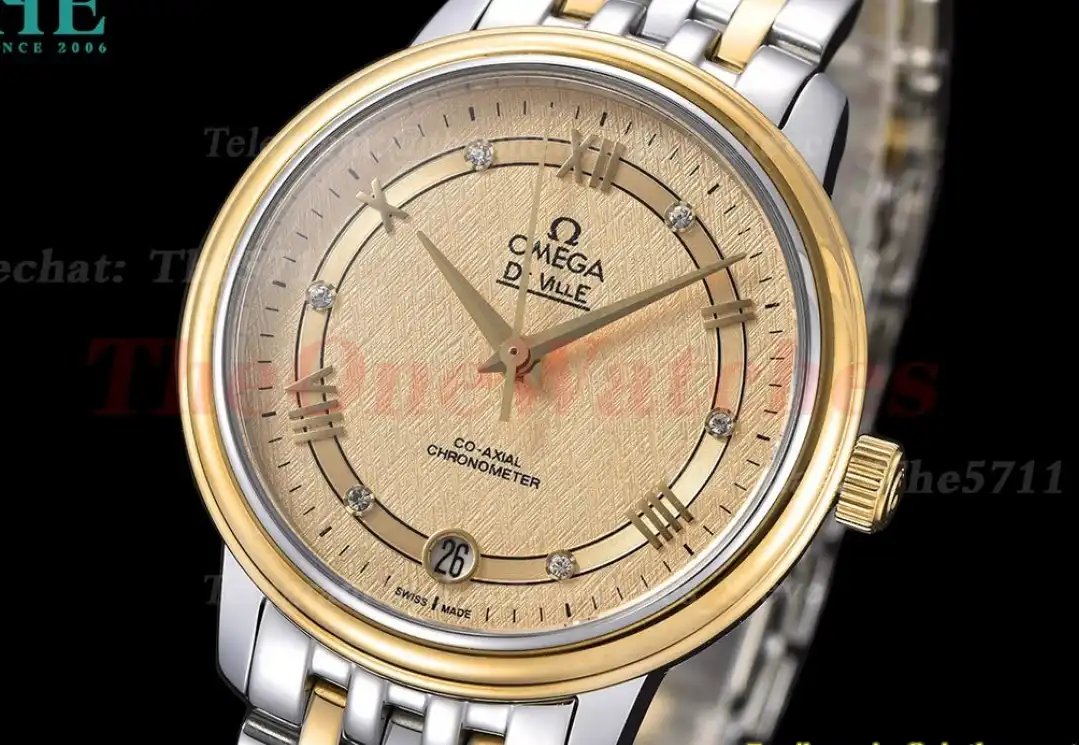 De Ville Prestige Ladies 32.7mm SS YG Gold Textured Dial GDF MY8215