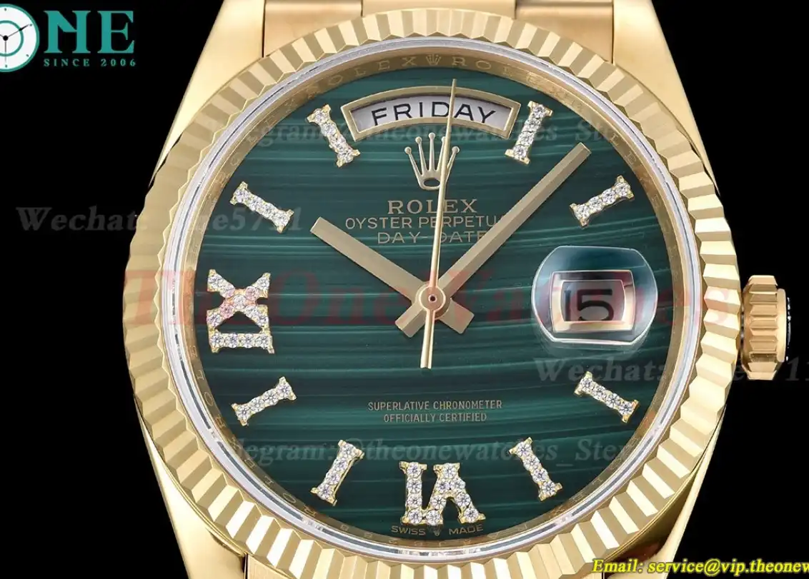 DayDate 36mm YG YG Flt Pres Malachite Dial RAF A2836