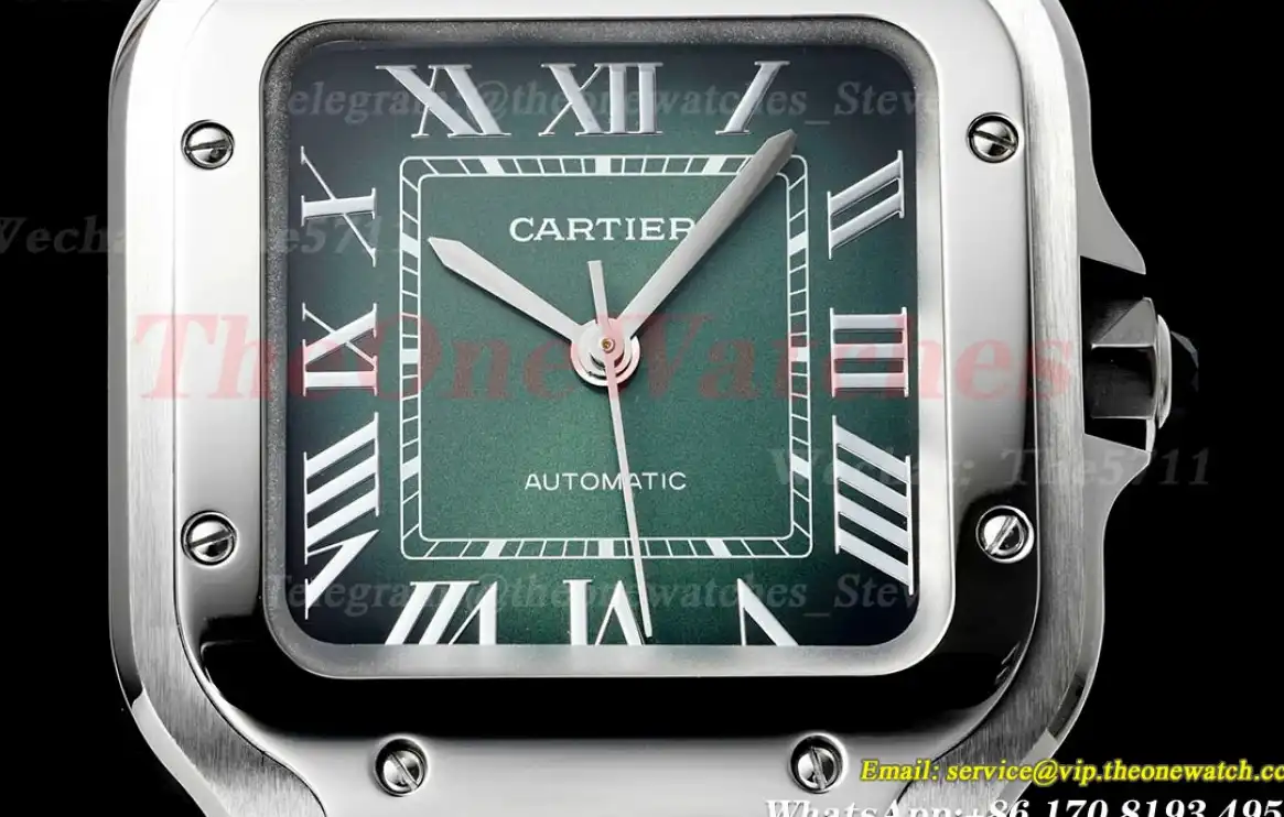 Santos De Cartier 35mm SS SS Green Dial AF MY9015