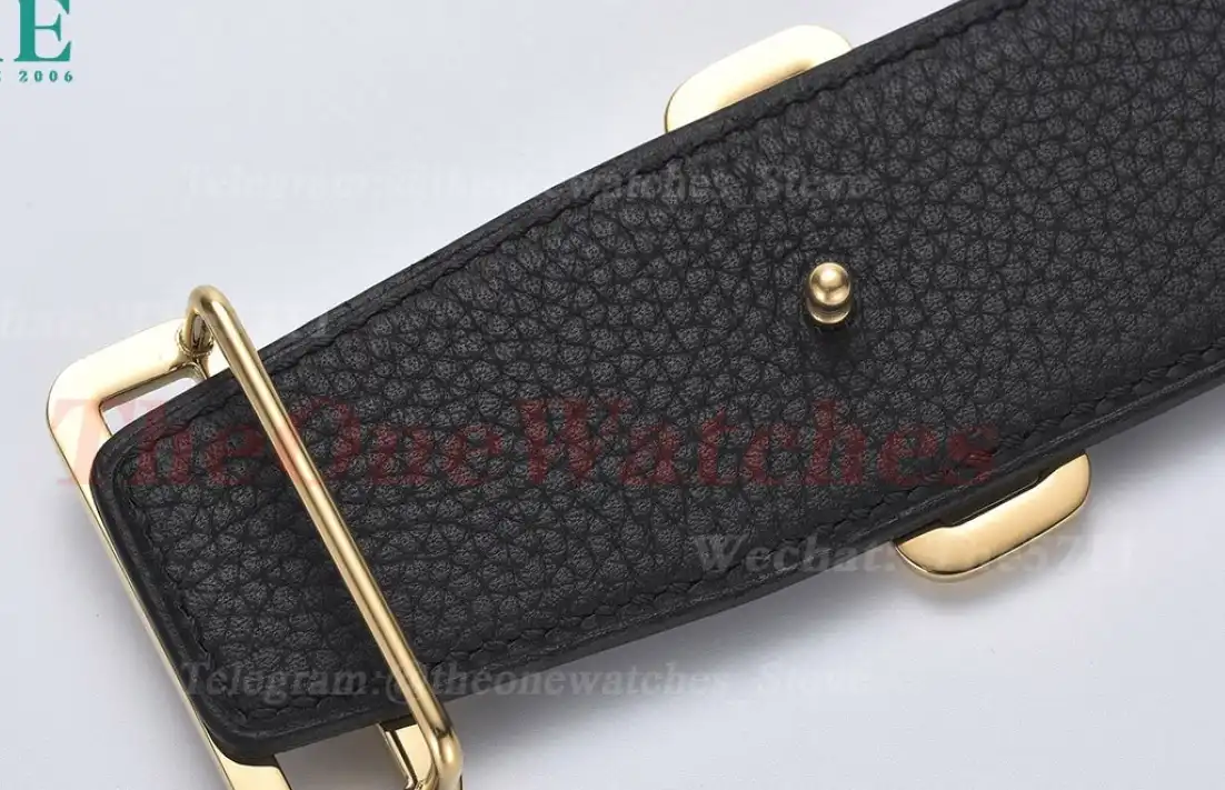 YG Hermes SS Buckle on Black Black Leather Belt 3.8cm