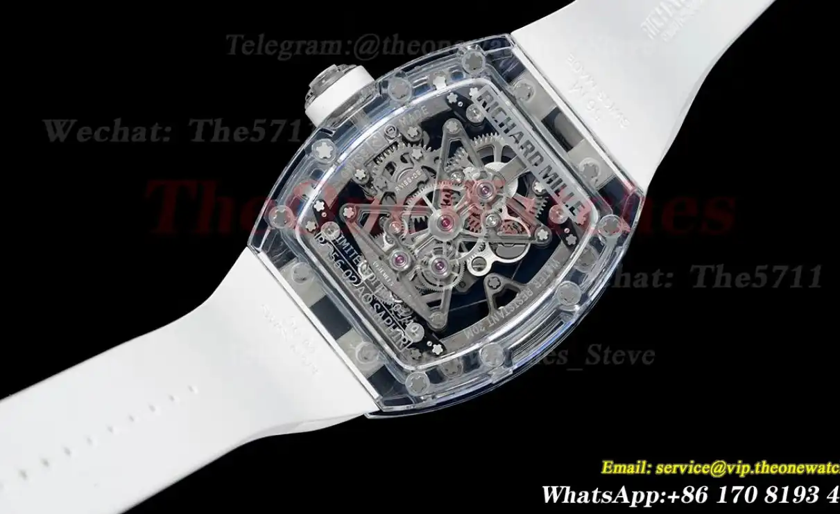 RM56-02 44mm Skeleton Dial on White Rubber Strap RMF Tourb