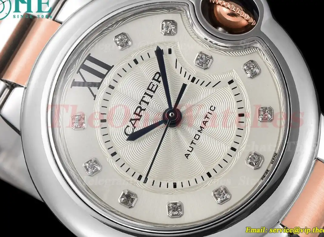 Ballon Bleu De Cartier 33mm SS RG Silver Dia GDF NH05