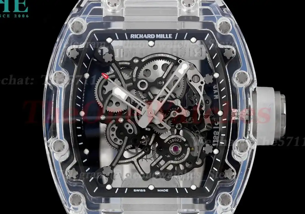 RM055 Transparent  Skeleton Dial on Transparent  Rubber strap Sonic Clone RMUL2