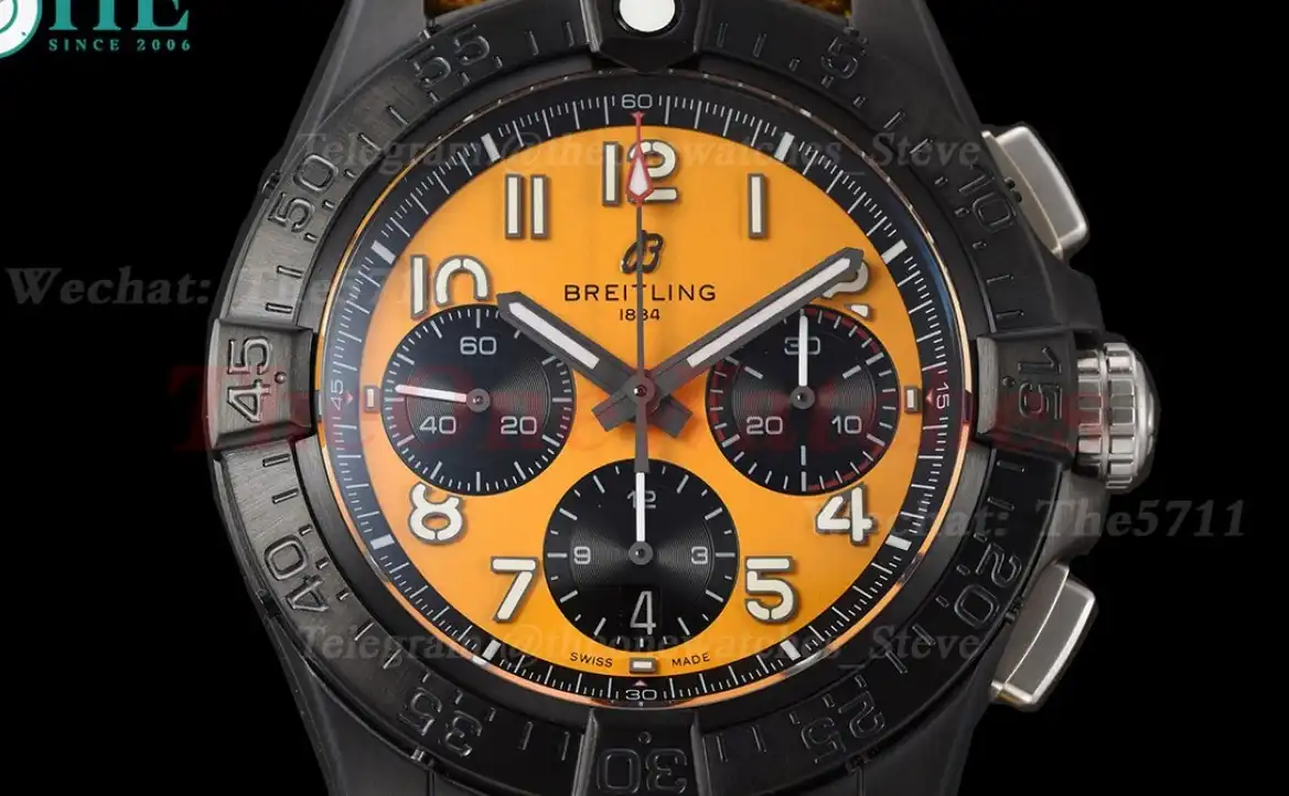 Avenger B01 Chrono Night Mission 44mm DLC NY Yellow Dial BLSF Cal.01