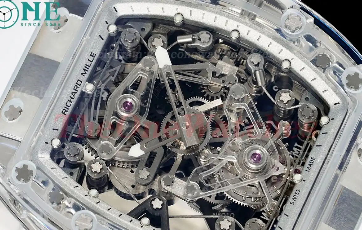 RM56-02 44mm Skeleton Dial on White Rubber Strap RMF Tourb