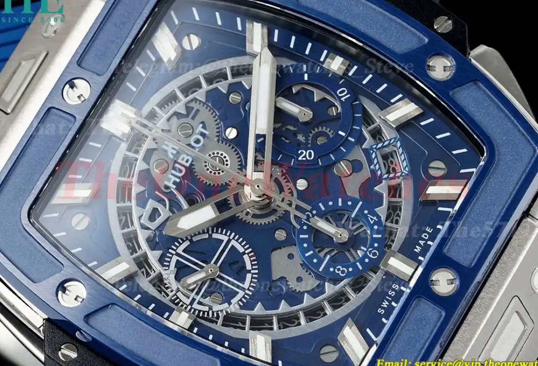 Spirit of Big Bang Chrono 42mm TI RU Blue Skeleton Dial BBF A7750 Mod