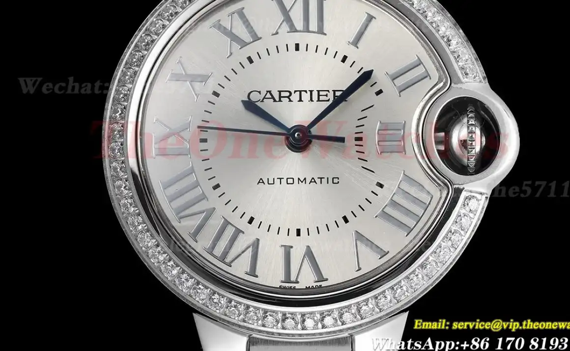 Ballon Bleu De Cartier 33mm SS SS Silver Dial Diamond Bezel GDF NH05