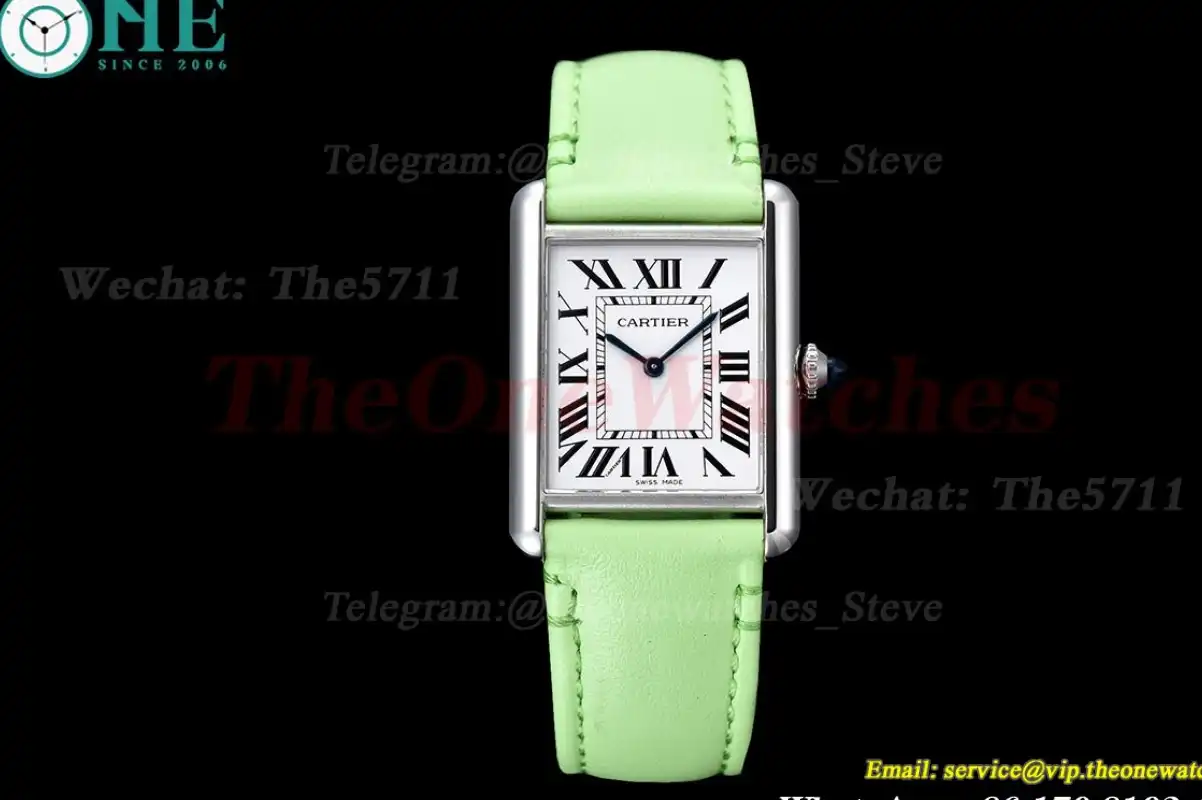 Tank Must SS LE White Dial On Bright Green Leather Strap K11F Quartz