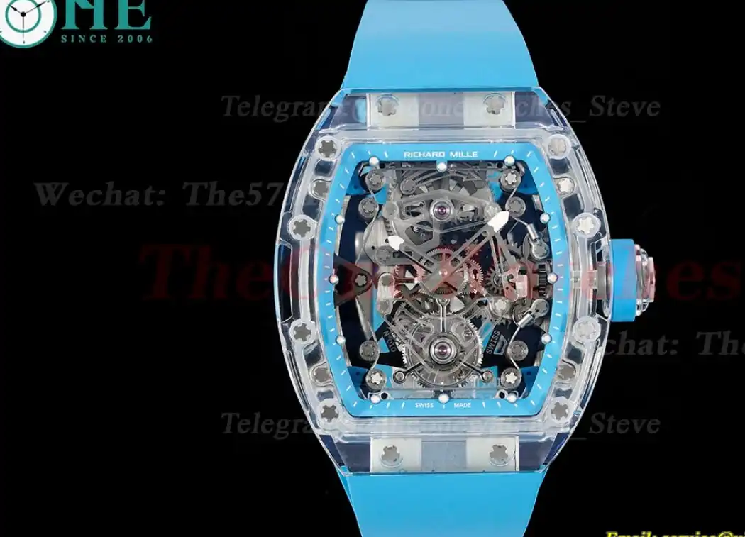 RM56-02 44mm Skeleton Dial on Blue Rubber Strap RMF Tourb