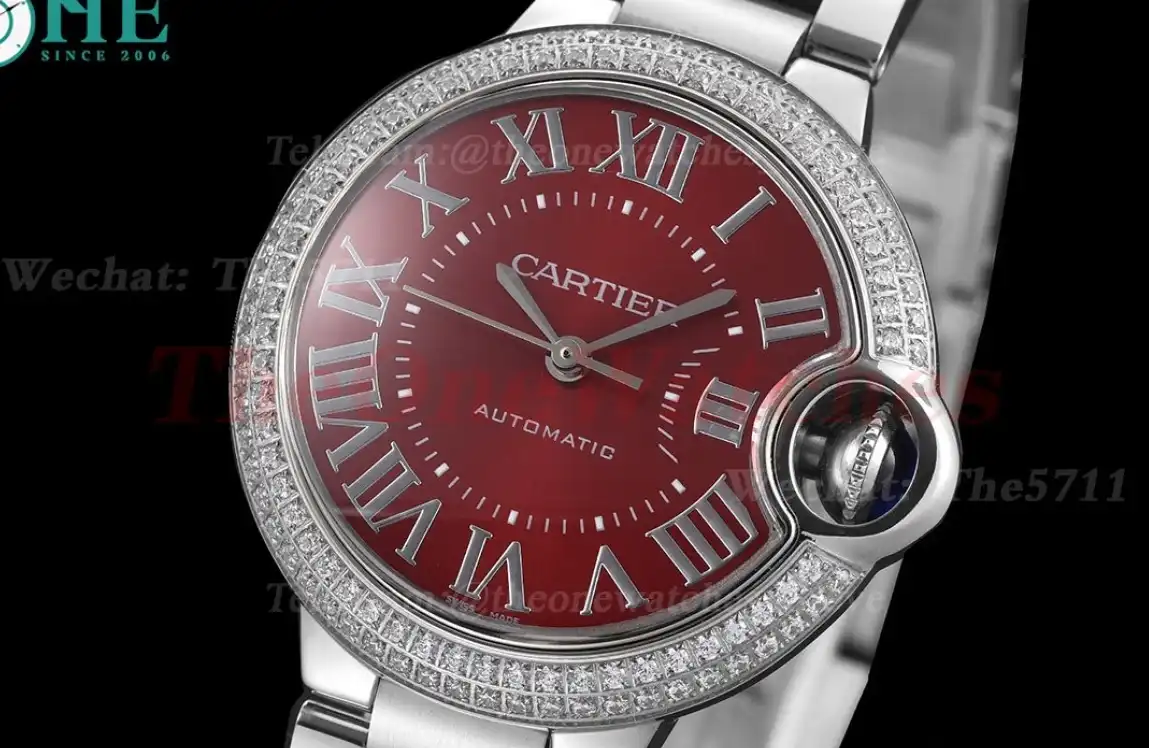 Ballon Bleu De Cartier 33mm SS SS Red Rmn GDF NH05