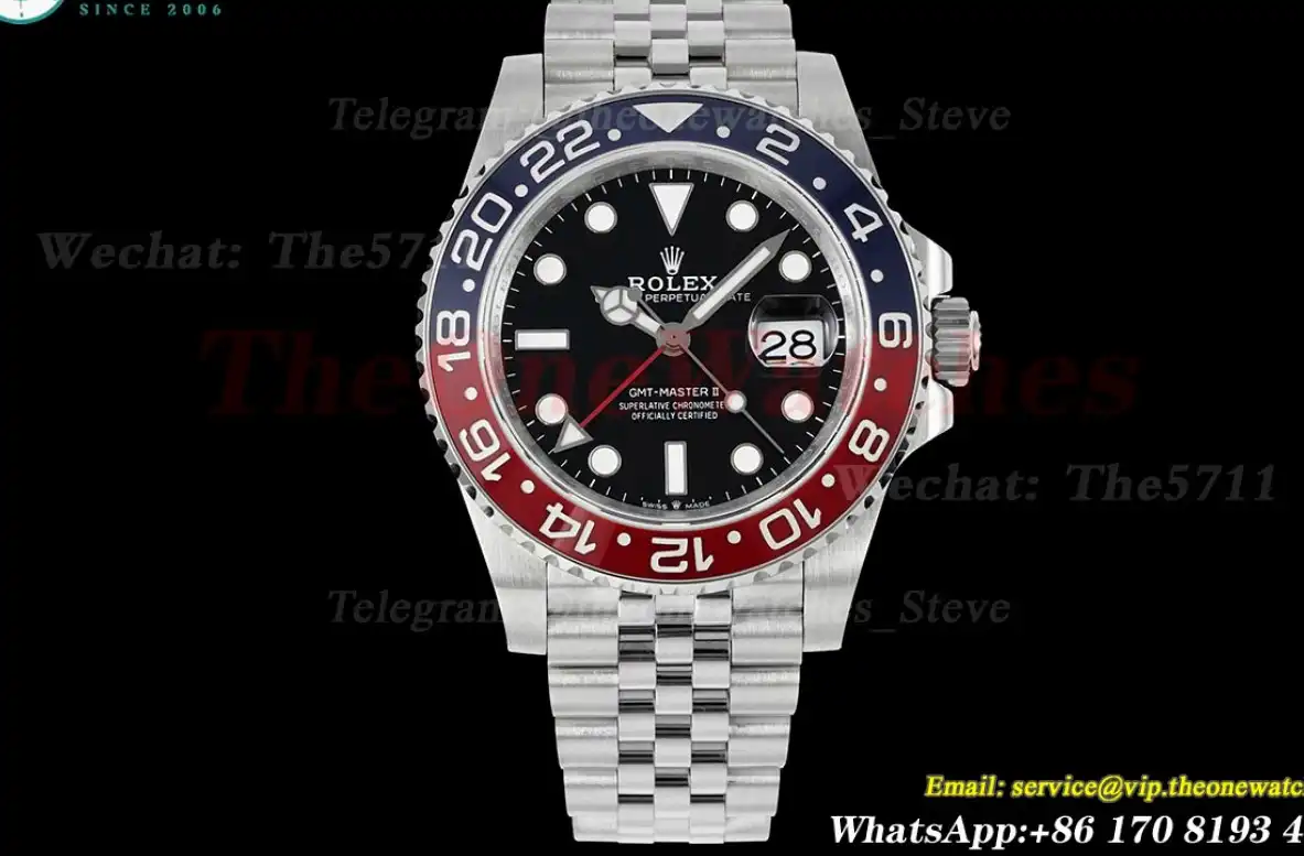 GMT Master II 126710 Pepsi Jub 40mm SS SS Black Dial QF VR3285