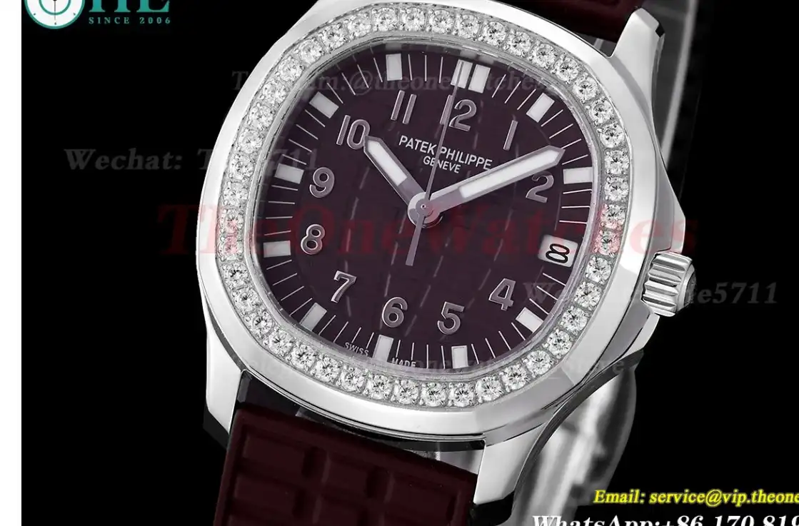 Aquanaut Ladies 35mm Diamond Bezel SS RU Brown TWF A324