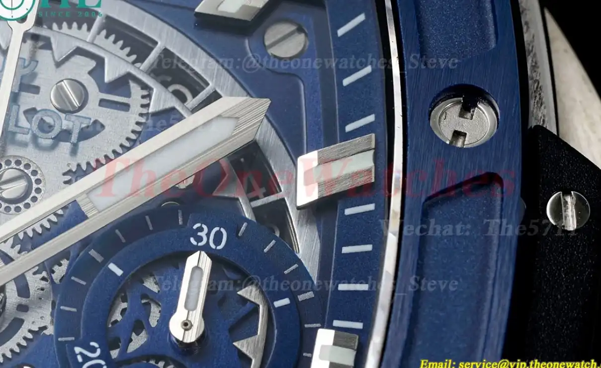 Spirit of Big Bang Chrono 42mm TI RU Blue Skeleton Dial BBF A7750 Mod