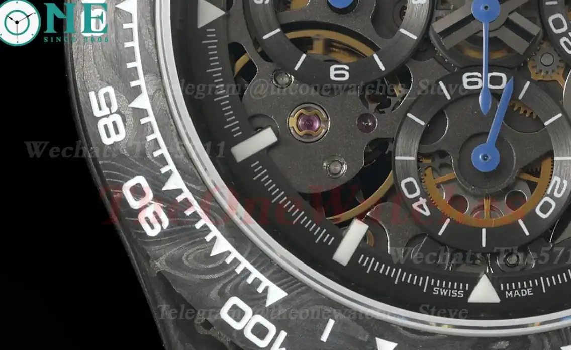 Daytona Diw 40mm Black Carbon NY Skeleton Dial N6F DD4801