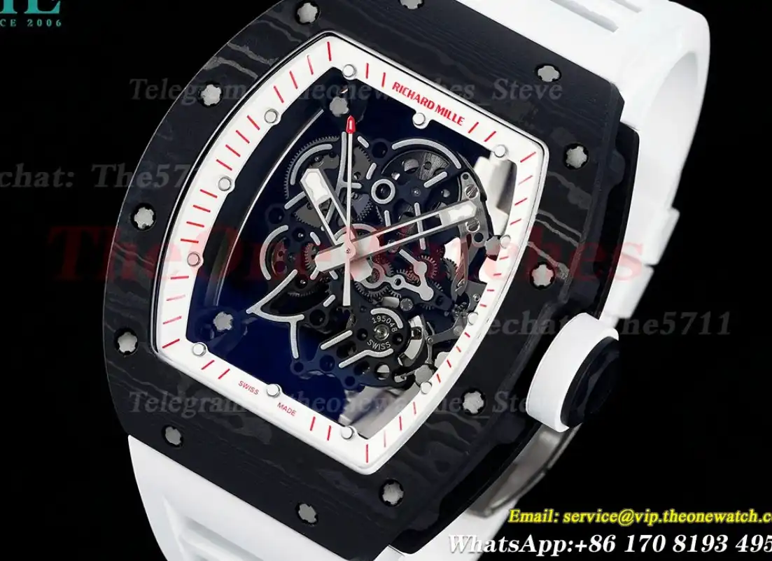 RM055 NTPT RU White Red Rehaut on White Rubber Strap ZF RMUL2 Super Clone