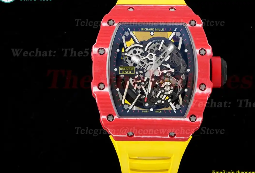 RM35-02 Skeleton Dial  With Yellow Rubber Srap T+F Clone RMUL2