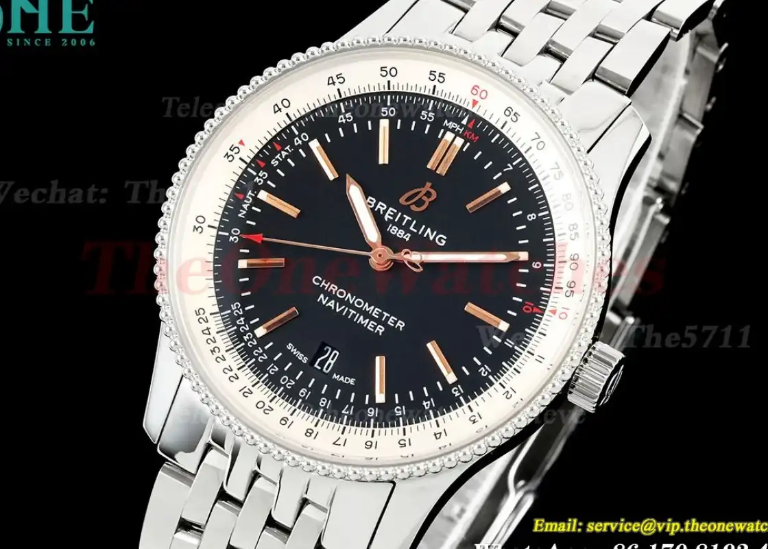 Navitimer 1 41mm Date SS SS Black Wht Dial TF A2824