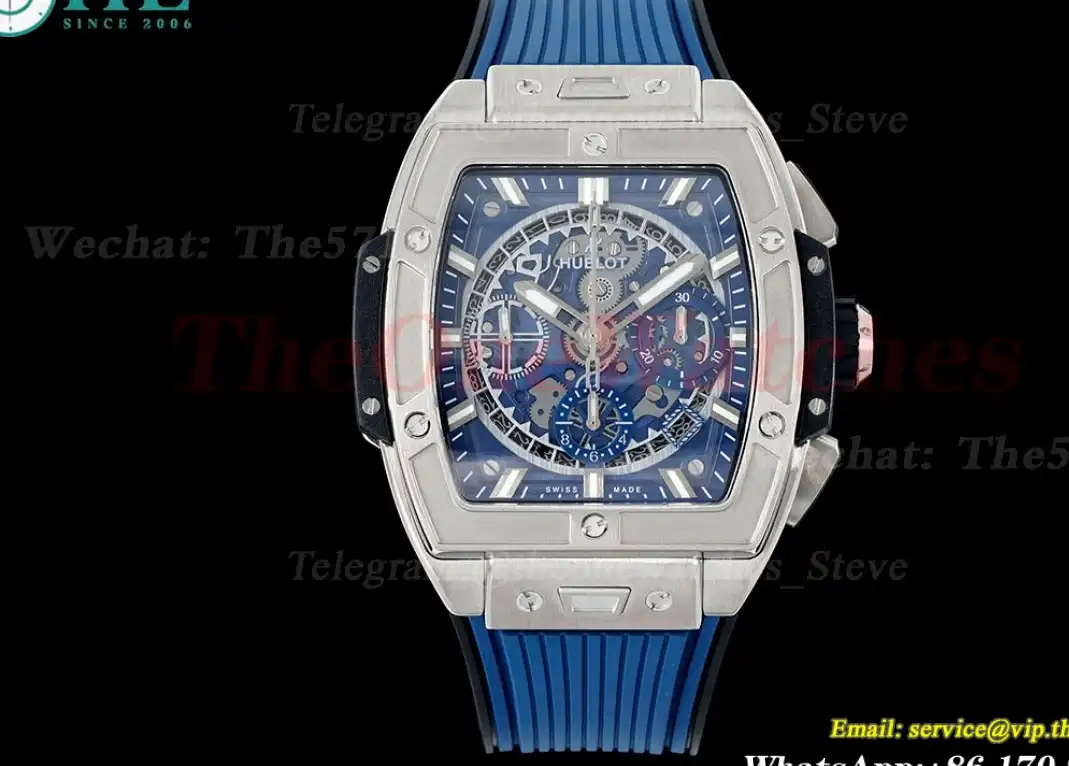 Spirit of Big Bang Chrono 42mm TI RU Blue Skeleton Dial BBF A7750 Mod