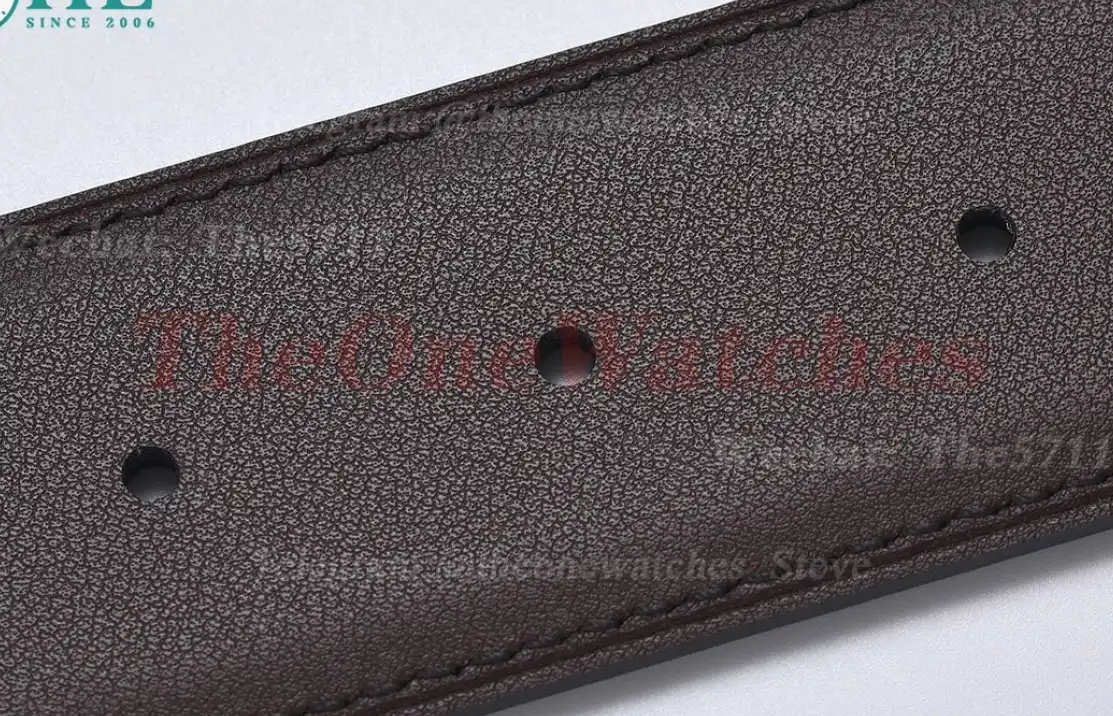 YG Hermes SS Buckle on Brown Black Leather Belt 3.8cm