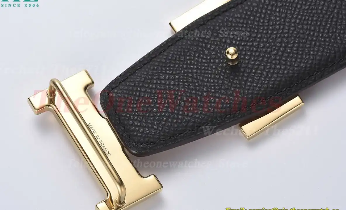 YG Hermes SS Buckle on Brown Black Leather Belt 3.8cm