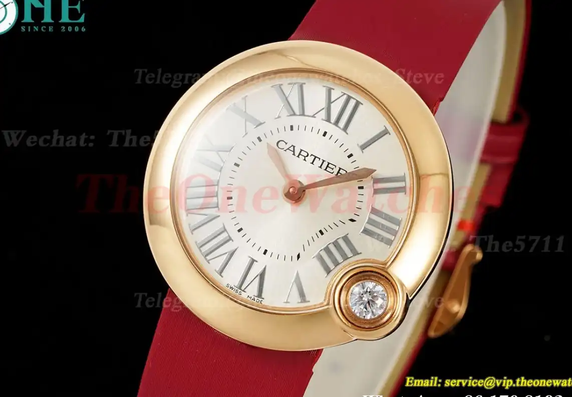 Ballon Blanc Ladies 30mm Red SS SA Silver Dial AF Quartz