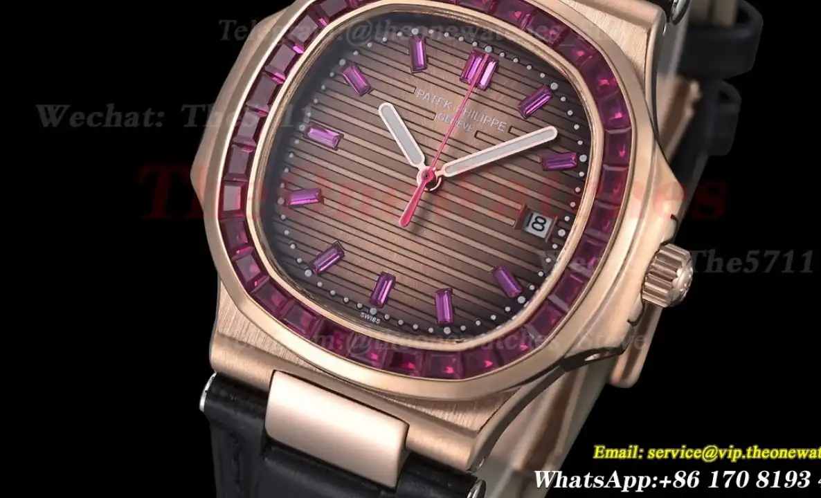 Nautilus Diamond 40mm RG LE Purple Dia Brown Dial GDF MY8215