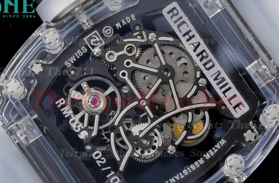 RM055 Transparent  Skeleton Dial on Transparent  Rubber strap Sonic Clone RMUL2