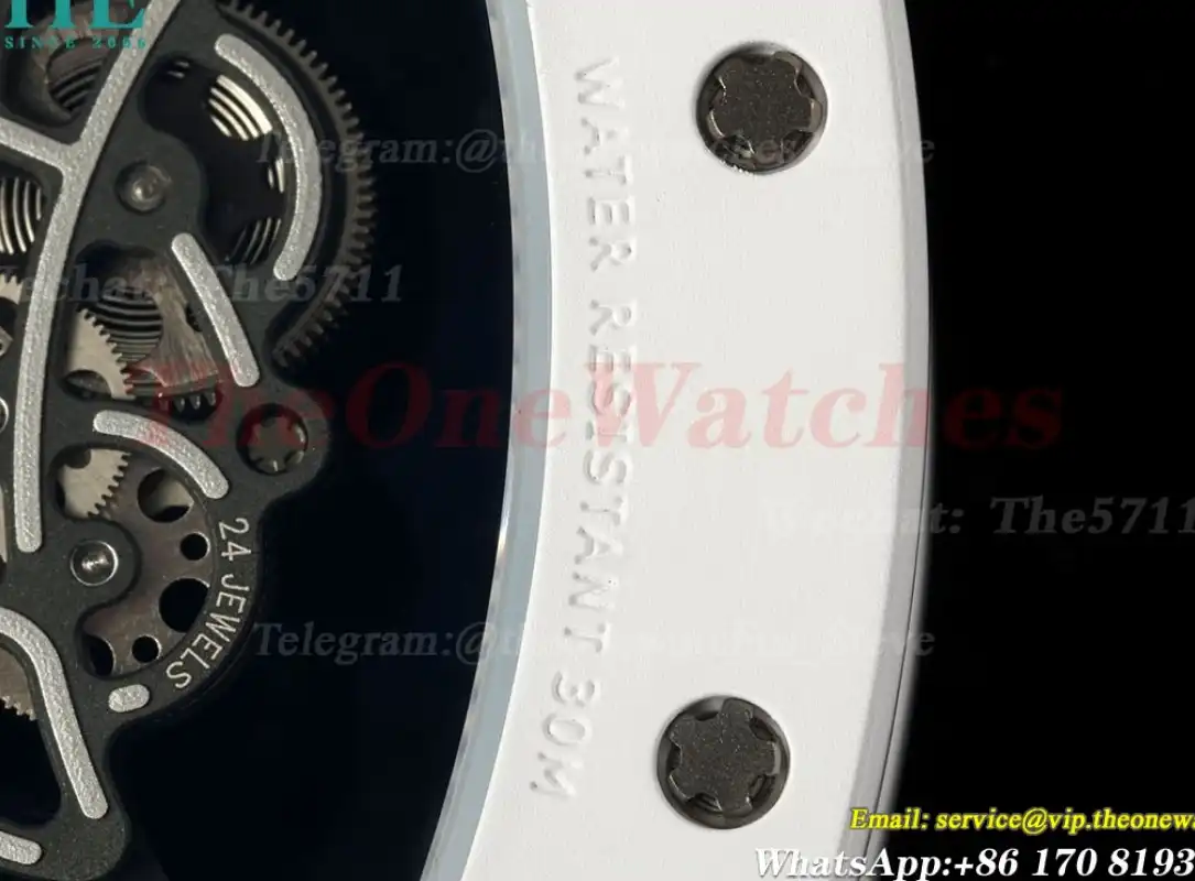 RM055 43mm White Cer RU Skeleton Dial ZF RMAL2 Super Clone