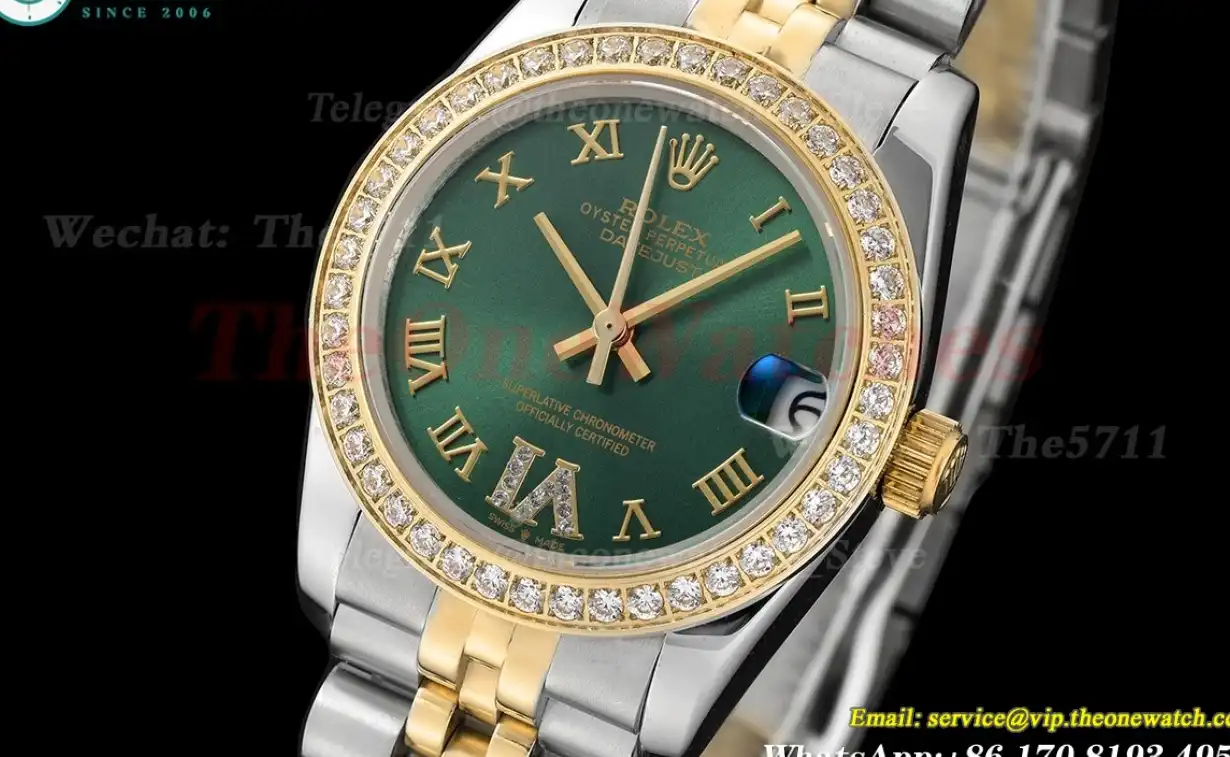 Datejust 28mm Dia YG SS Green Rmn GDF MY8215