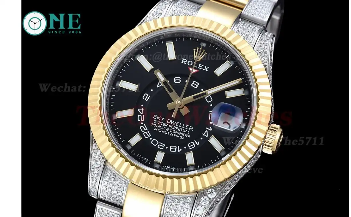 SkyDweller 42mm Diamond Oyster SS YG Black Stk FNF A9001