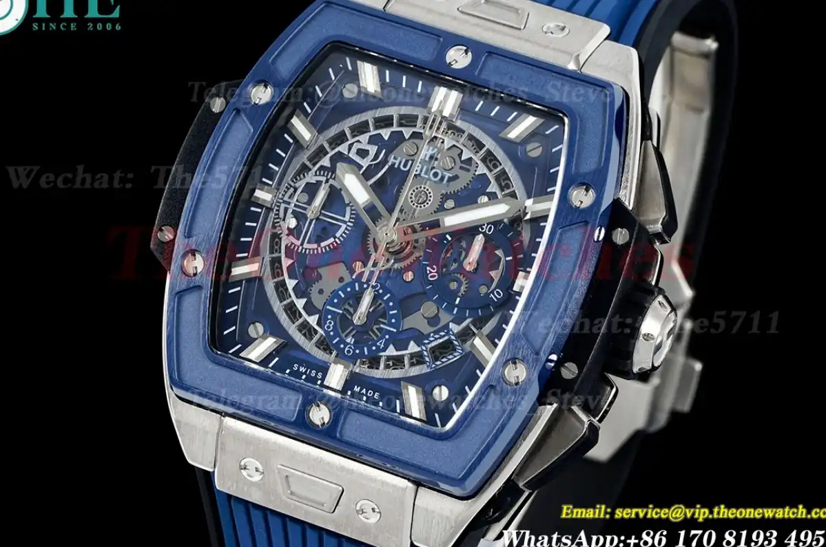 Spirit of Big Bang Chrono 42mm TI RU Blue Skeleton Dial BBF A7750 Mod