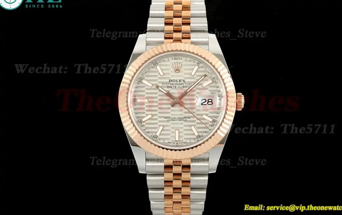 Datejust 126331 41mm Jub RG SS Silver Textured Stk EWEF A3235