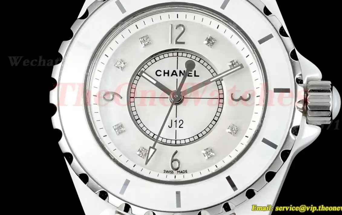 J12 33mm White Ceramic Cer White Num Dia HTF Quartz