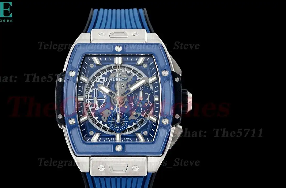 Spirit of Big Bang Chrono 42mm TI RU Blue Skeleton Dial BBF A7750 Mod