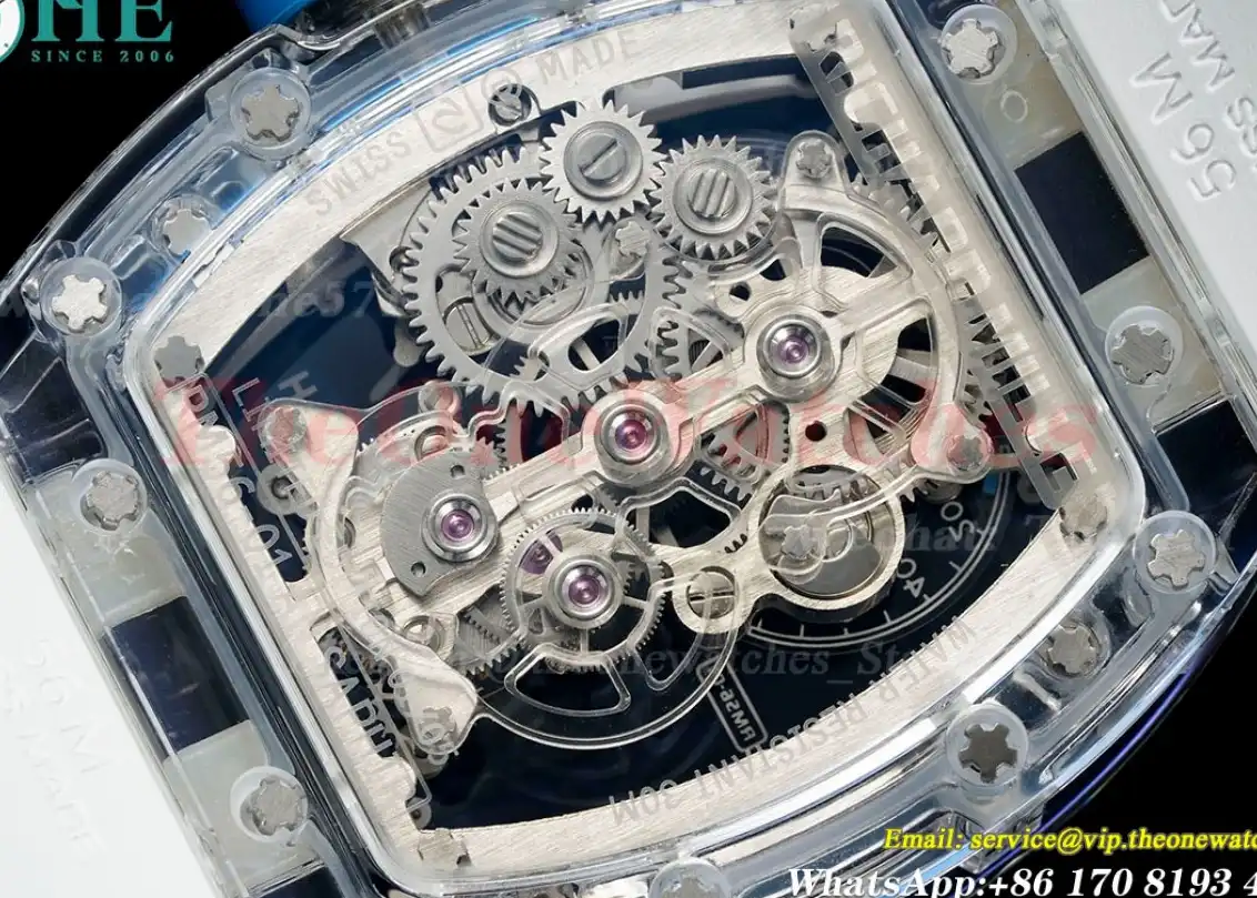 RM56-01 44mm Skeleton Dial on White Rubber Strap RMF Tourb